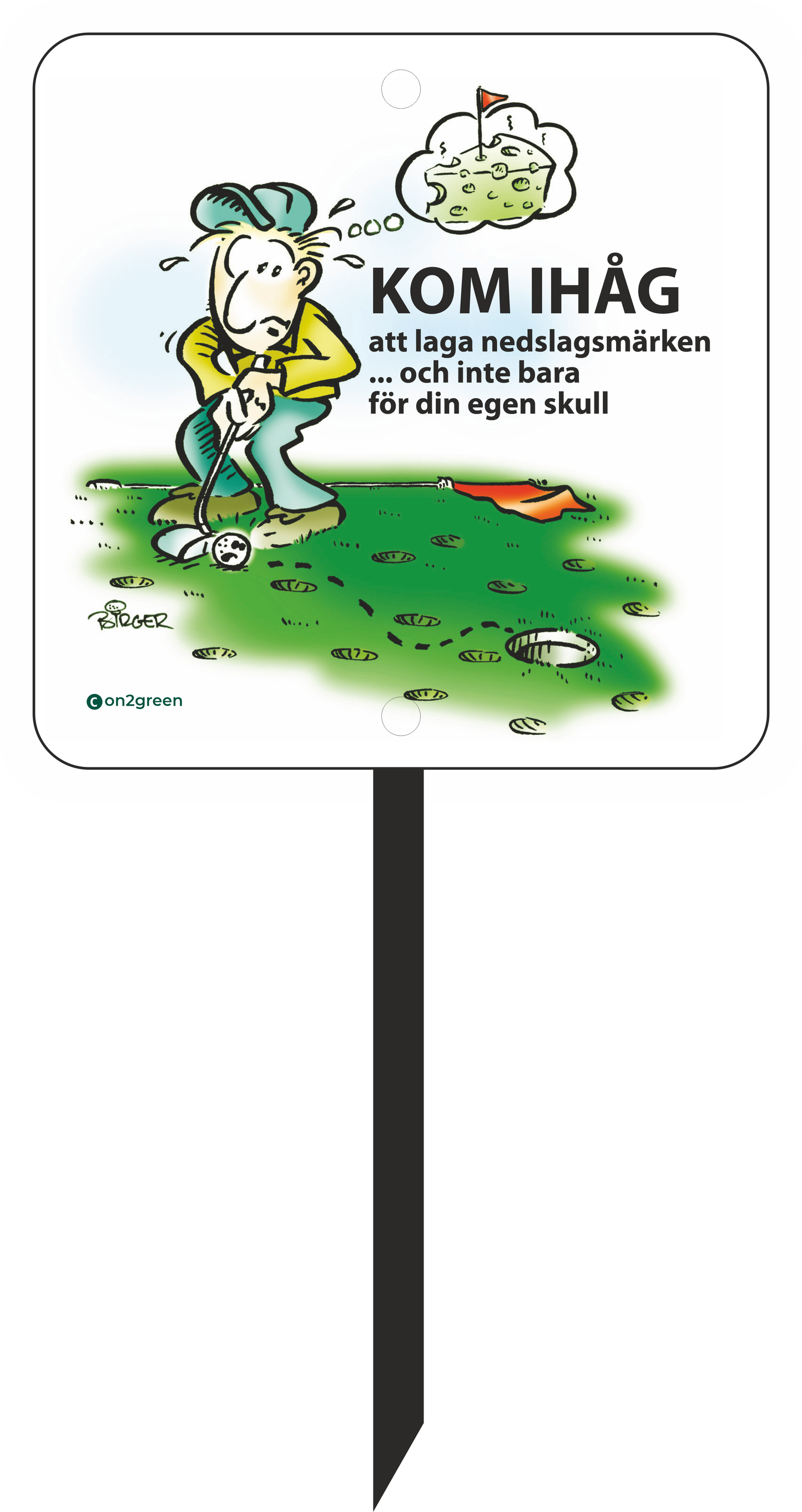 Golfskilt: Husk ret nedslagsmærker