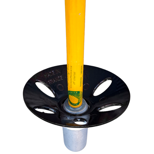 Cup saver in black that runs easily on the flagpole