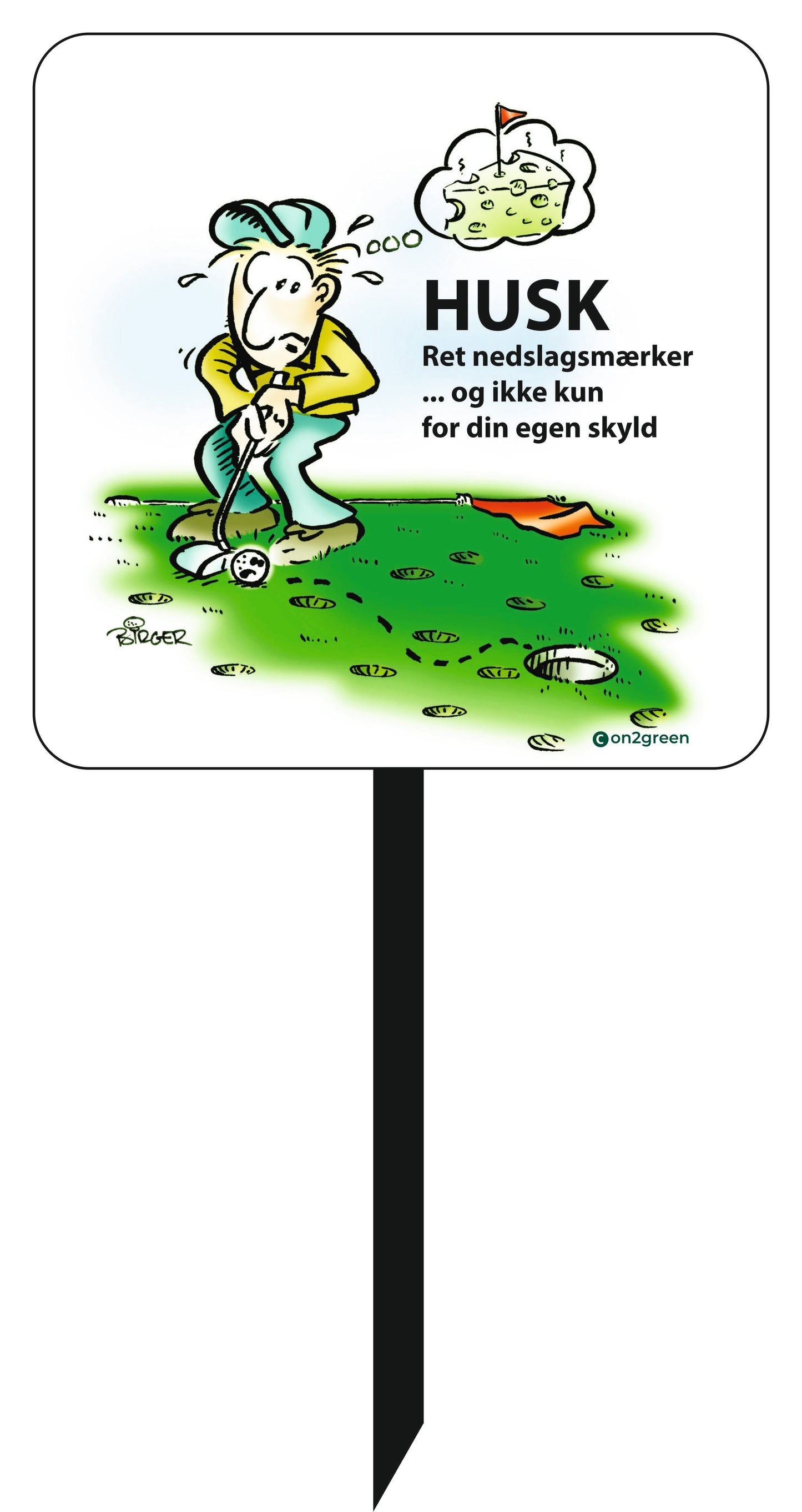 Golfskilt: Husk ret nedslagsmærker
