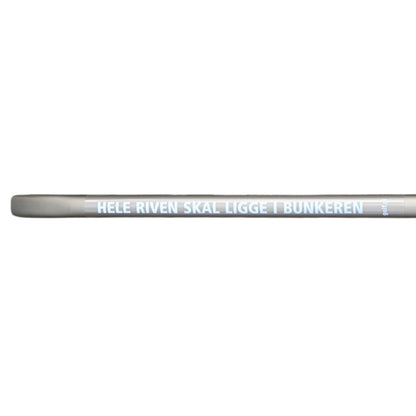 Sticker: "Place rake in the bunker", white