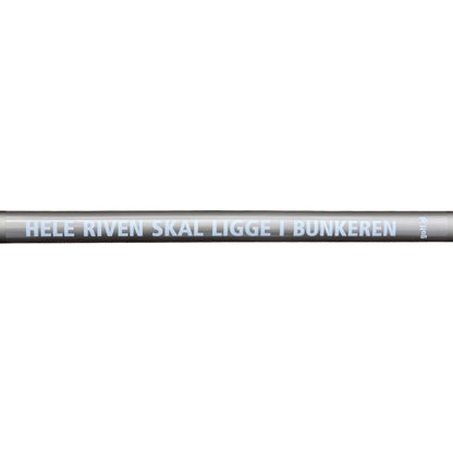 Sticker: "Place rake in the bunker", white