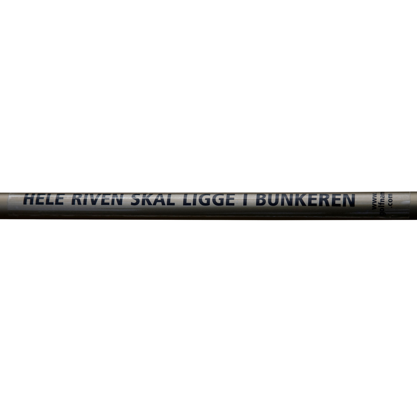 Sticker: "Place rake in the bunker", black