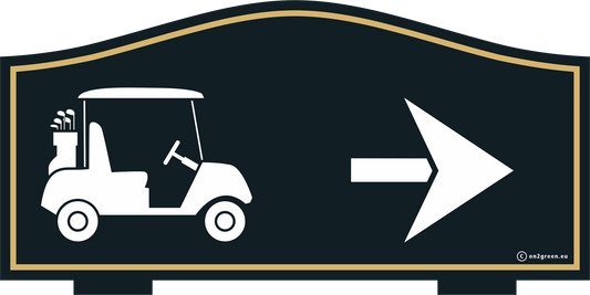 Golf Sign: NEXT TEE - golfer and right arrow