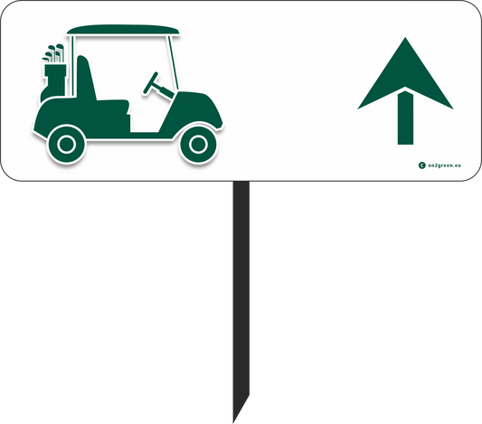 Golf sign: golf cart + arrow up