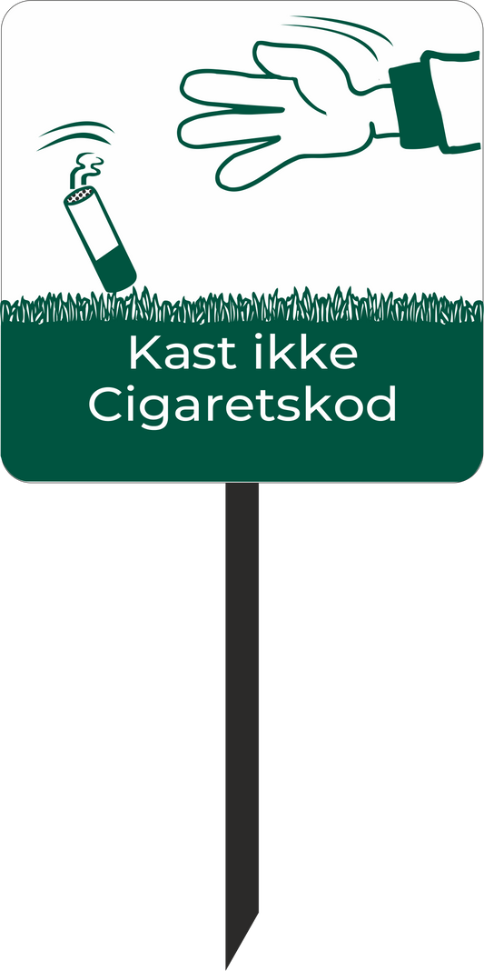 Golfskilt: Kast ikke cigaretskod