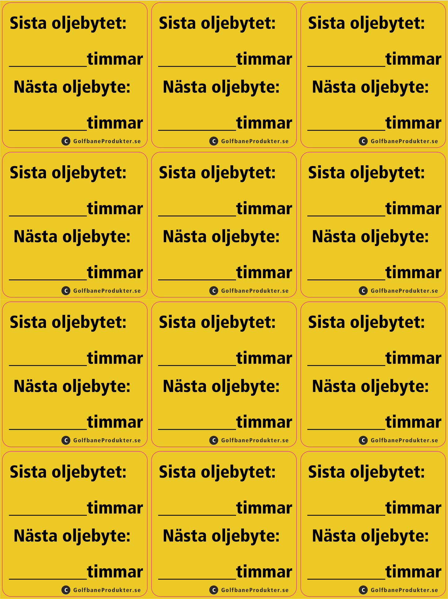 Sticker: "Last Oil Change..."