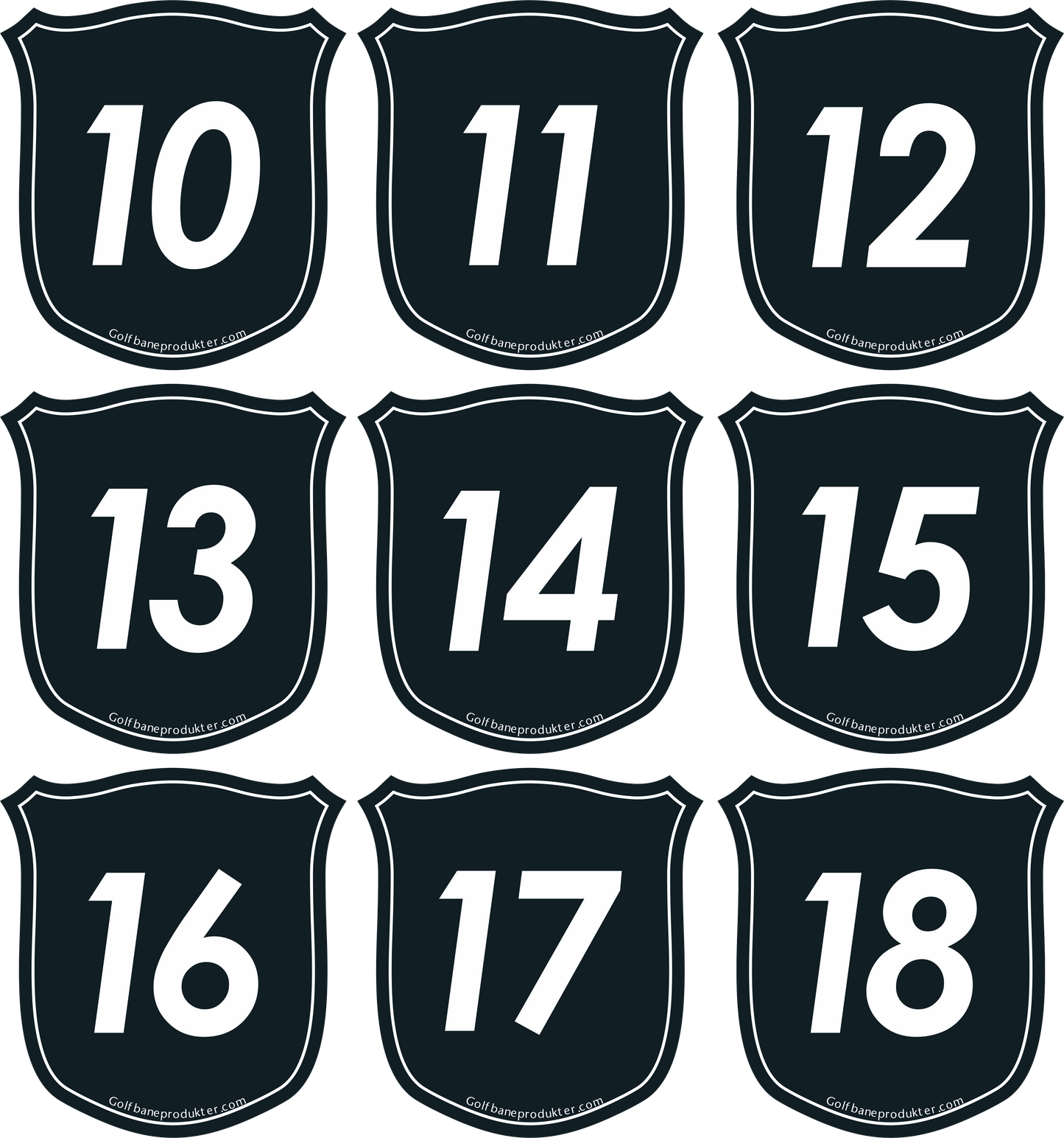 Klistermærker 10-18 til skjold puttinggreenflag