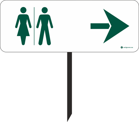 Golfskilt: Toilet symbol + Pil til højre