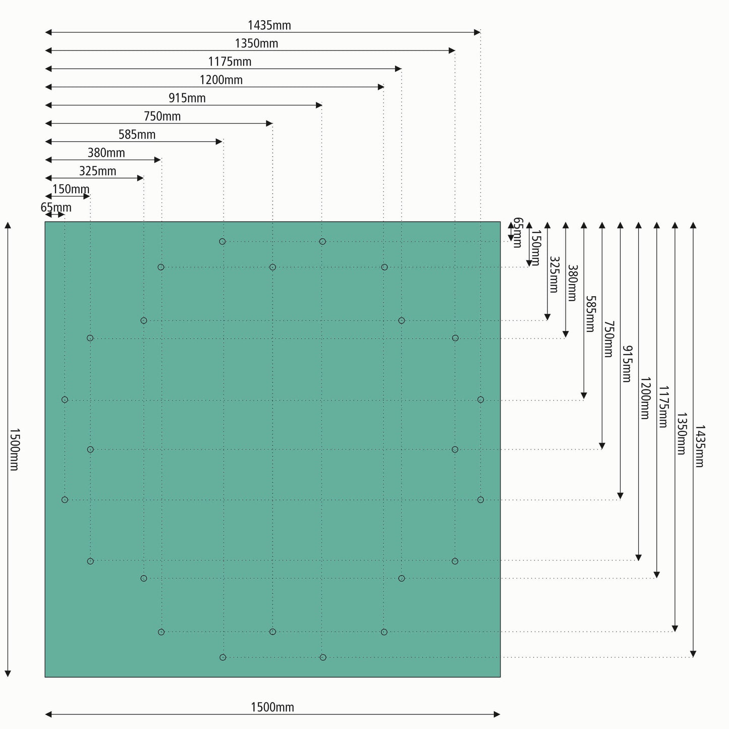 Pro Classic Range Mat, square, 150x150 cm, with holes and slits