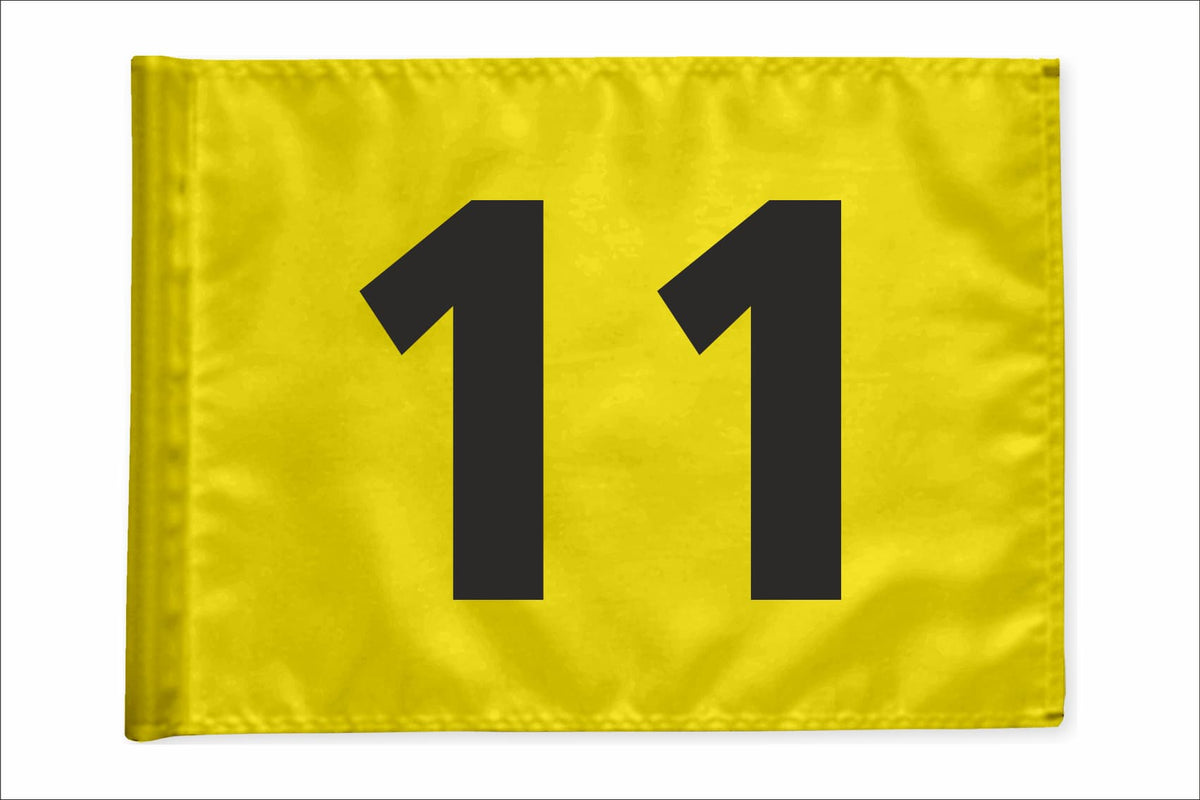Stykvis golfflag, gul, nummer 11