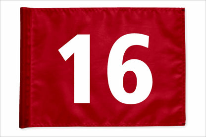 Stykvis golfflag, rød, nummer 16