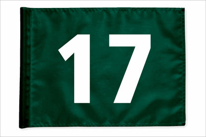 Stykvis golfflag, grøn, nummer 17