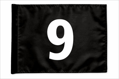 Stykvis golfflag, sort, nummer 9
