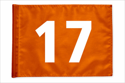 Stykvis golfflag, orange, nummer 17