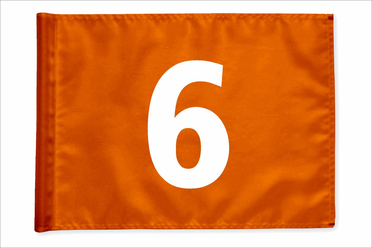 Stykvis golfflag, orange, nummer 6