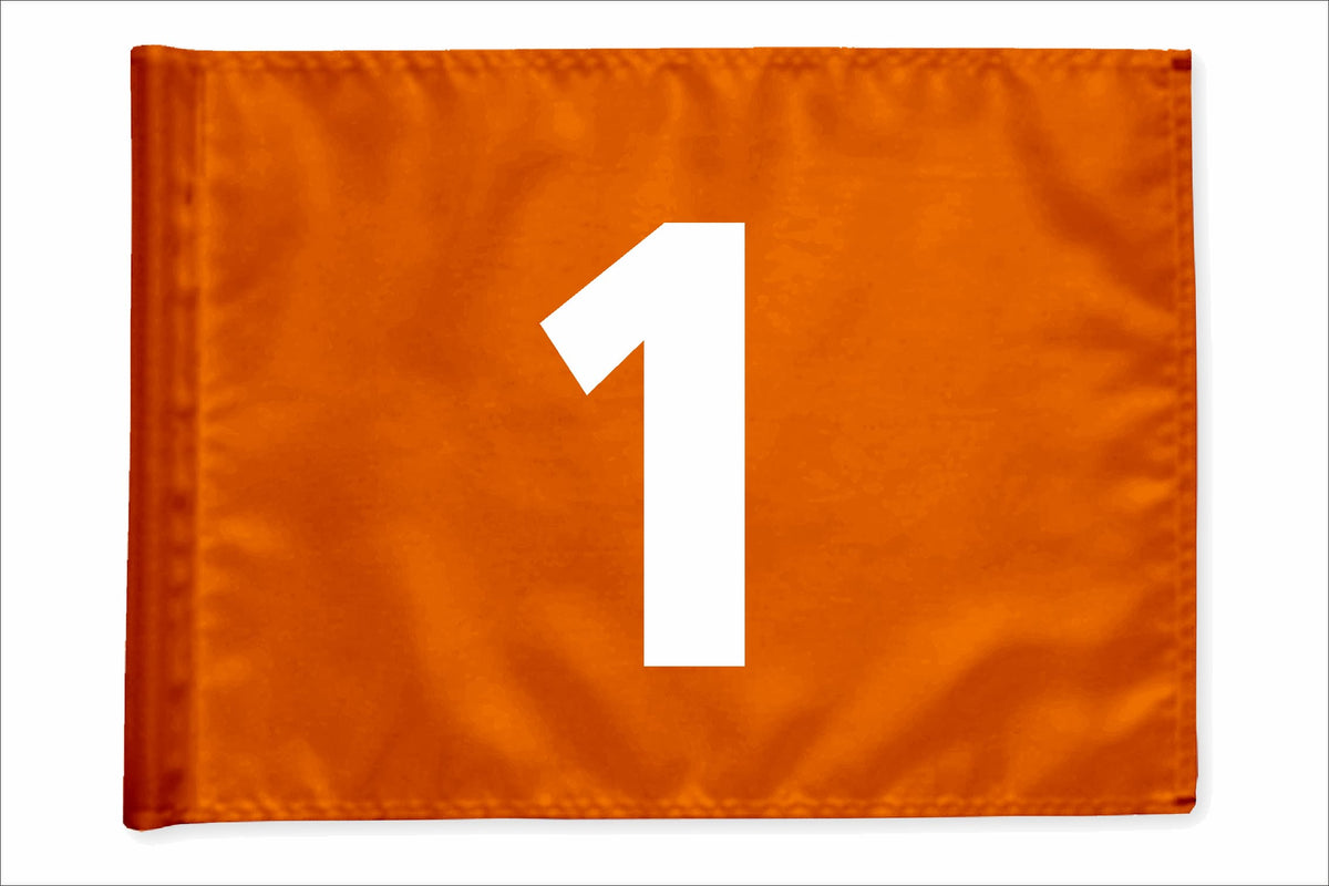 Stykvis golfflag, orange, nummer 1