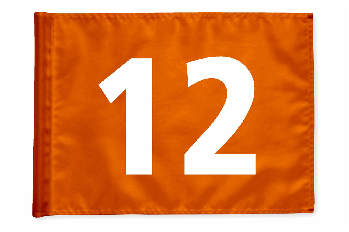 Stykvis golfflag, orange, nummer 12