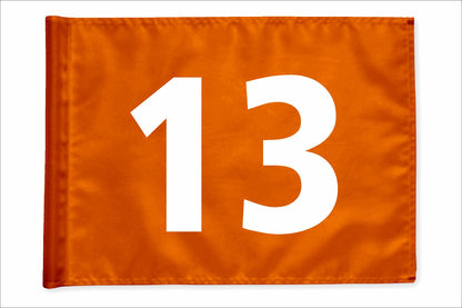 Stykvis golfflag, orange, nummer 13