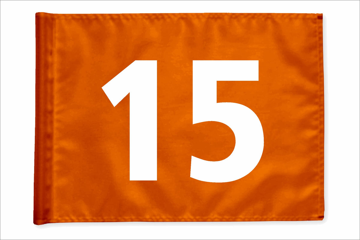 Stykvis golfflag, orange, nummer 15