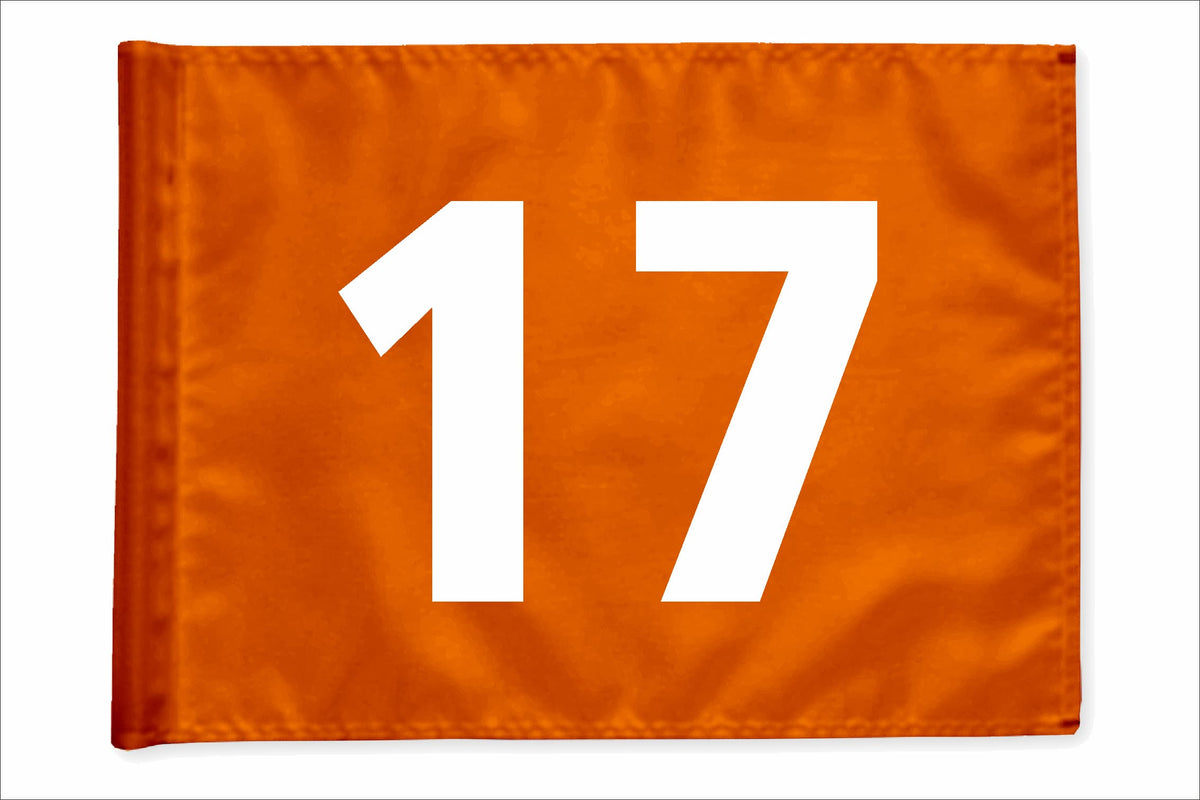 Stykvis golfflag, orange, nummer 17