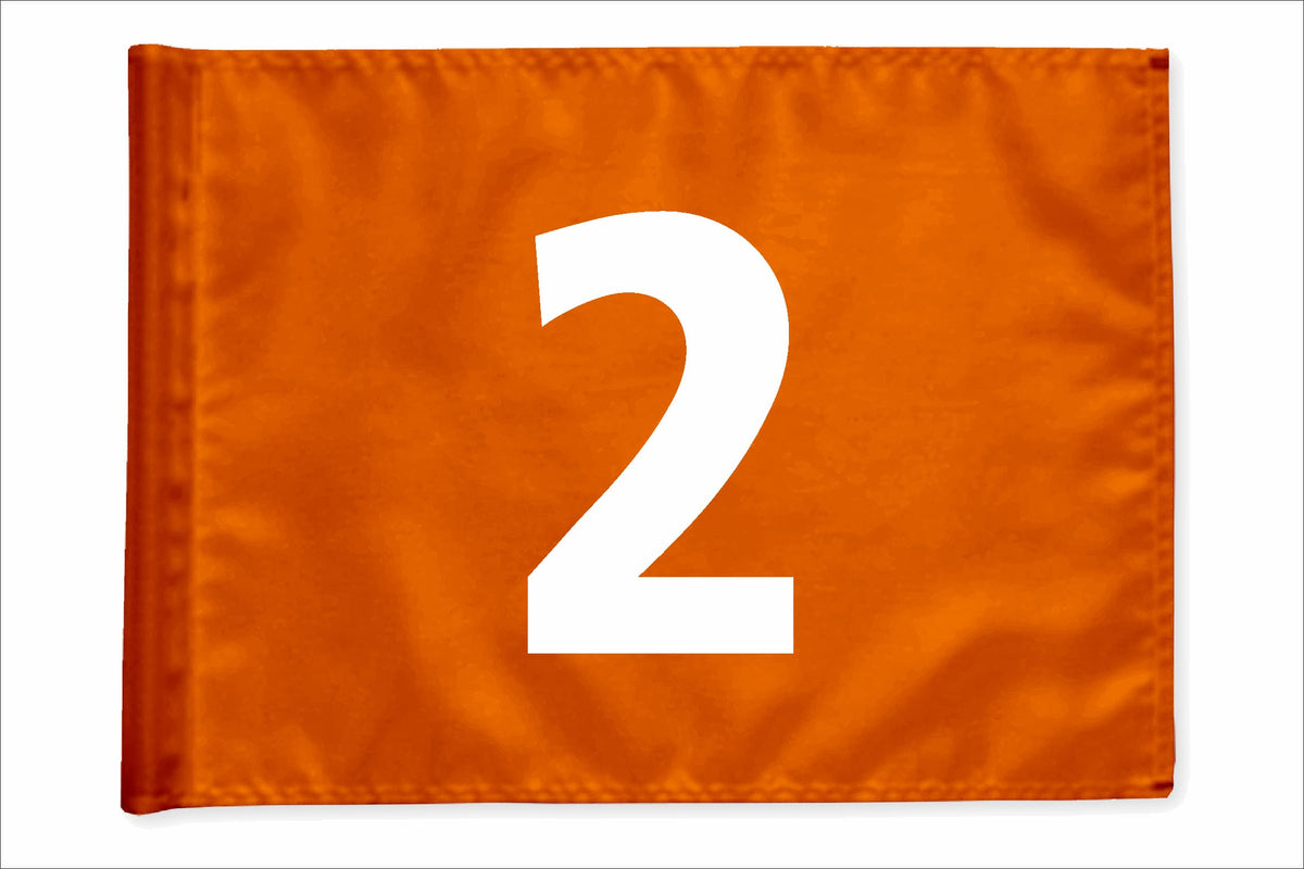 Stykvis golfflag, orange, nummer 2