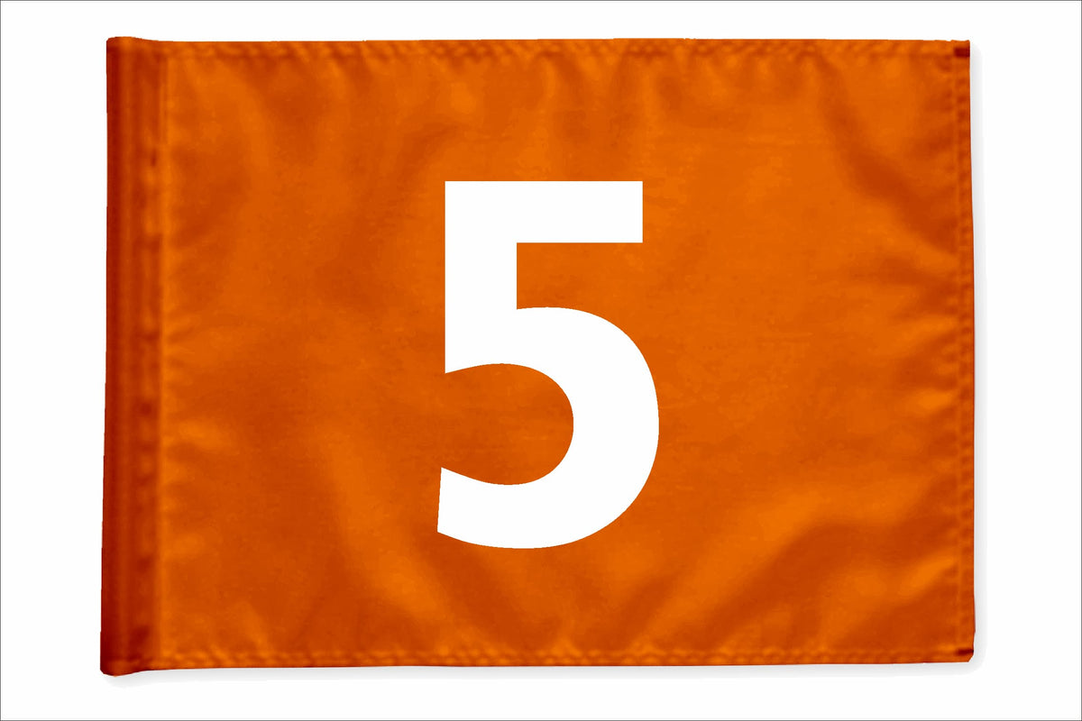 Stykvis golfflag, orange, nummer 5