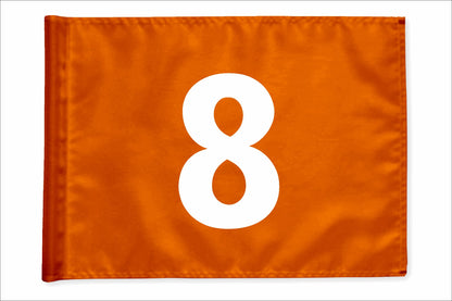 Stykvis golfflag, orange, nummer 8