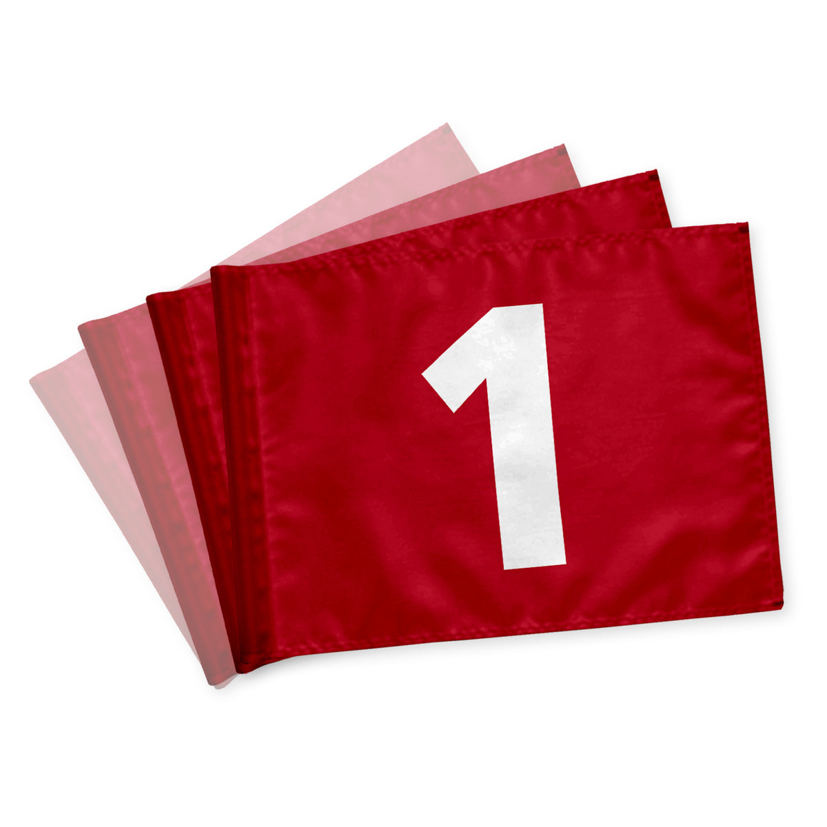 Minigolf flag 1-9, røde med hvide tal, dobbeltsidet, 200 gram flagdug