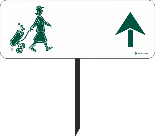 Golf sign: Woman + Arrow up