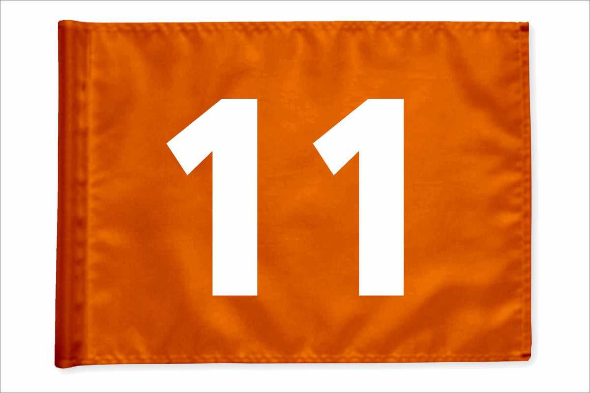 Stykvis minigolfflag, orange, nummer 11