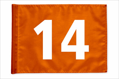 Stykvis minigolfflag, orange, nummer 14