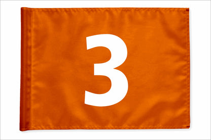 Stykvis minigolfflag, orange, nummer 3